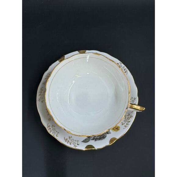 Tea cup and Saucer set grey, black and gold roses - Picture 16 of 16